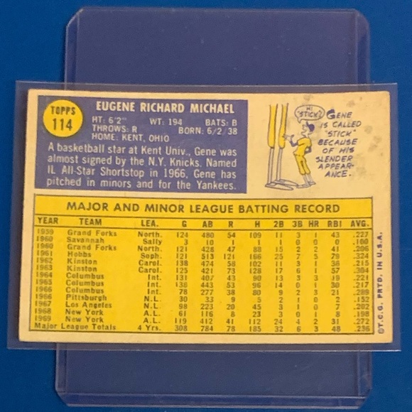Gene Michael #114 1970 Topps Baseball Trading Card - Picture 2 of 2
